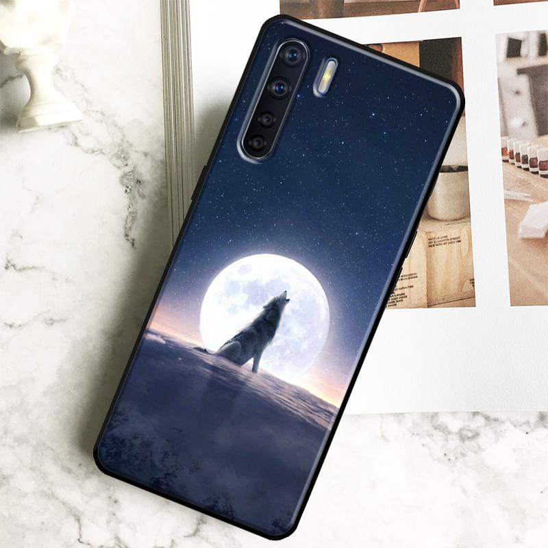 Moon Roaring Wolf Case For Oppo A18 A38 A58 A78 A98 A40 A60 A80 A16 A76 A96 A15 A17 A77 A74 A94 A54 A57S Cover