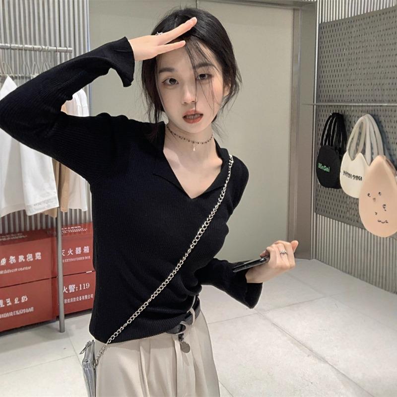 New Women's Autumn and Winter Niche Knitted Sweater Design Bottoming Shirt Women's Early Autumn Slim-fit Inner Long-sleeved Top