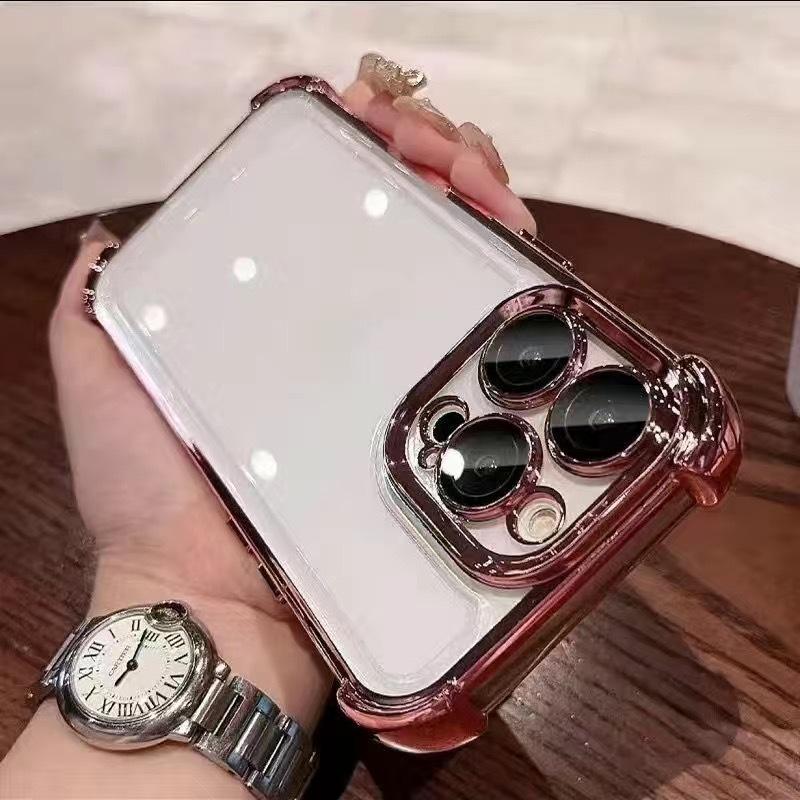 Suitable for Samsung S25ultra Mobile Phone Case S24 S23 New Electroplated S21 Four Corner Anti Fall Full Cover with Lens Film