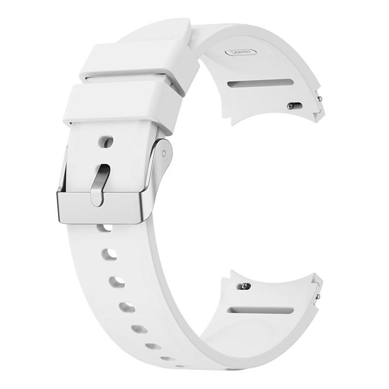 For Samsung Galaxy Watch FE 40mm/Watch6 40mm/44mm/Watch6 Classic 43mm/47mm Watch Band Silicone Strap with Silver Buckle