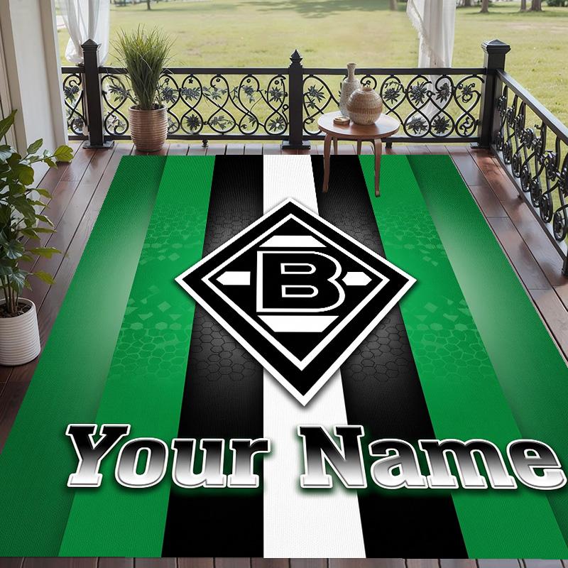 Benutzerdefinierter Teppich mit Aufdruck Borussia Mönchengladbach Rutschfester Bodenbelag Für Wohnzimmer Dekoration