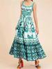 Bohemian Style Mid-Length Floral Print Dress with Elegant Wide Hem 