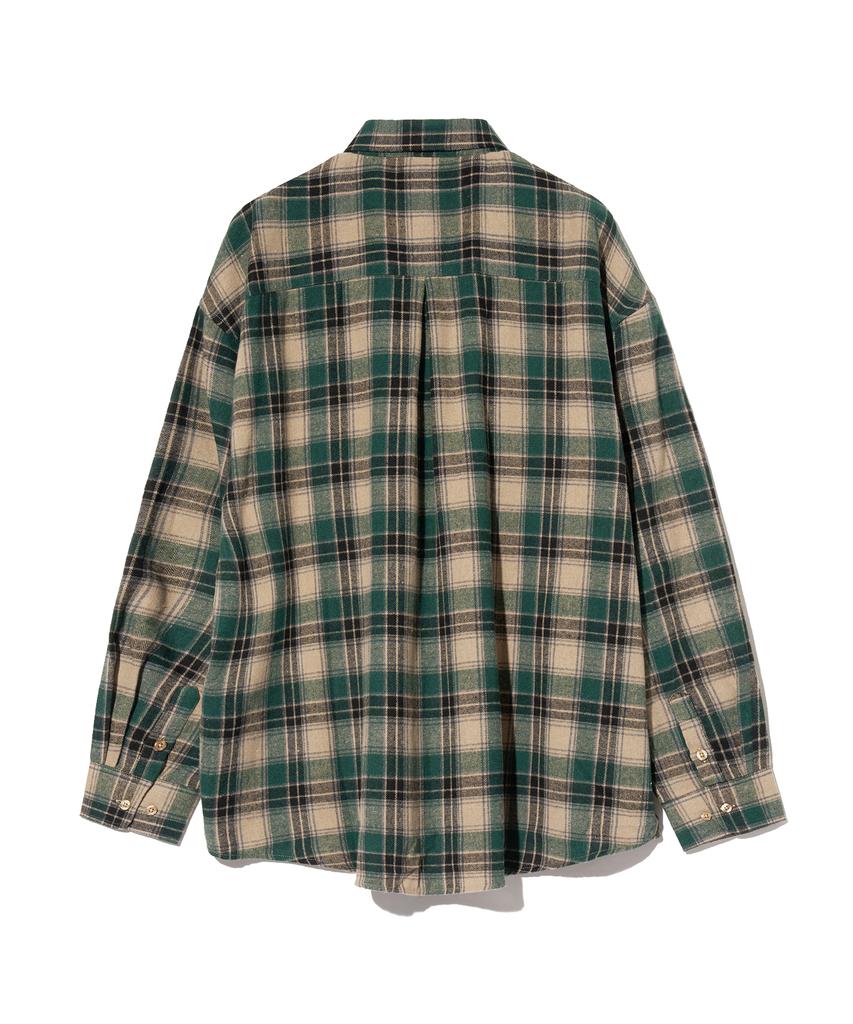 STANDARDERROR 87-Stan088 Hav Vintage Oversize Kieszeń Długi Rękaw Koszula w Kratę Zielona