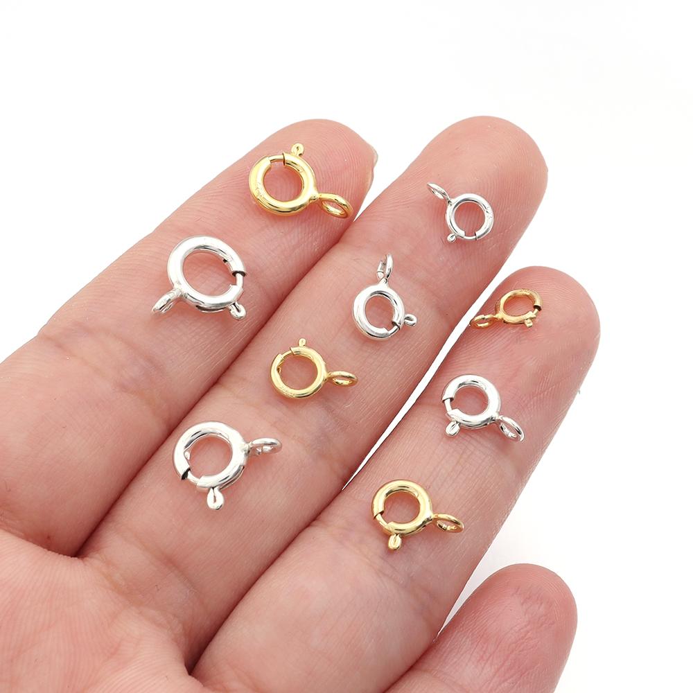 5pcs s925 Sterling Silver Spring Ring Clasp With Open Jump Ring jewelry Clasp For Chain Necklace Bracelet Connectors Wholesale