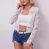White Lace Women's Shirt Spring and Summer Elegant Women's Long Sleeve Blouse Fashion Elegant Tops See Through Black Slim Fit Office Lady Shirts New
