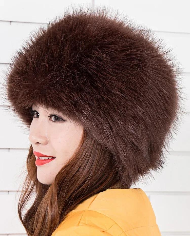 Man Women Fur Hats Thicken Warm Furry Faux Fur Flat Top Caps Winter Russian Casual Luxury skullies beanie ZKG33