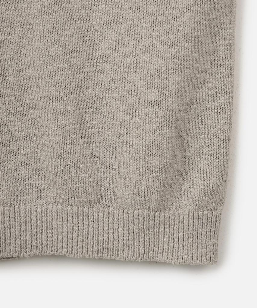 247Silijeu Crochet Cotton Collared Neck Knit Top Gray
