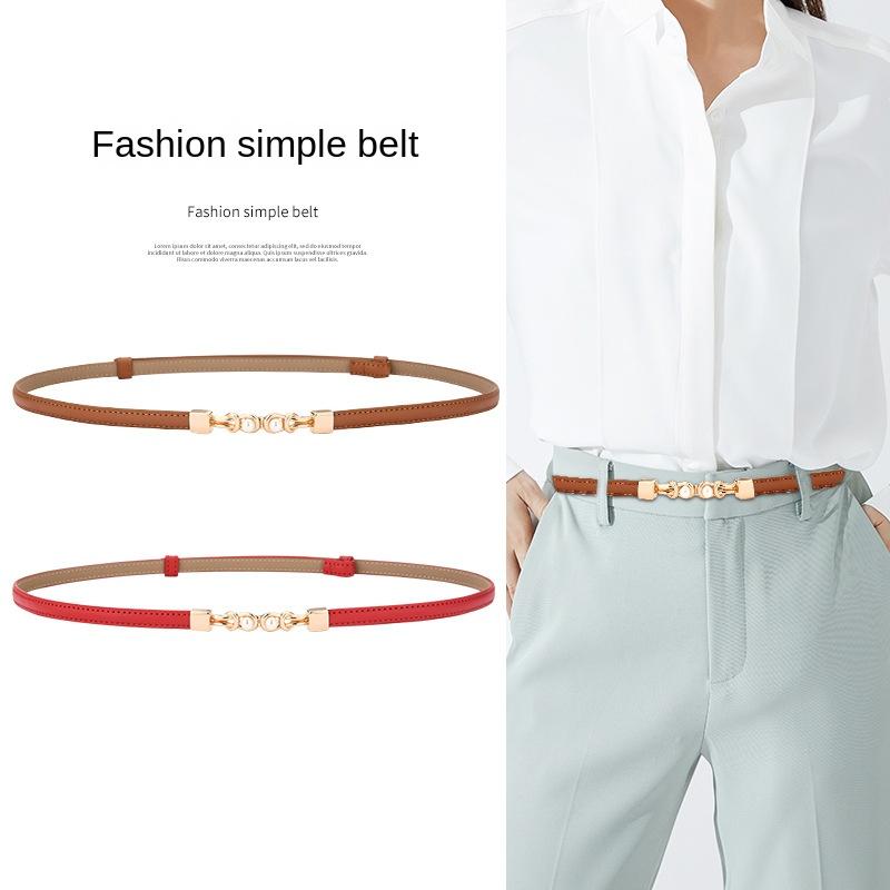 93cm Damen Dünner Ledergürtel Modisch und Vielseitig zu Kleid Einfacher Anzug Mantel Taillengürtel
