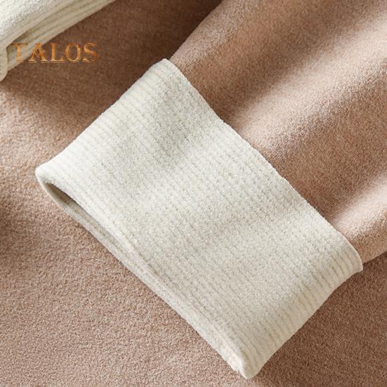 Thermal Bottoming Tops with Built-in Chest Pads DE Velvet Double Layer Warmth Long Sleeve Pullover Tops Solid Color Winter Inner Outer Wear