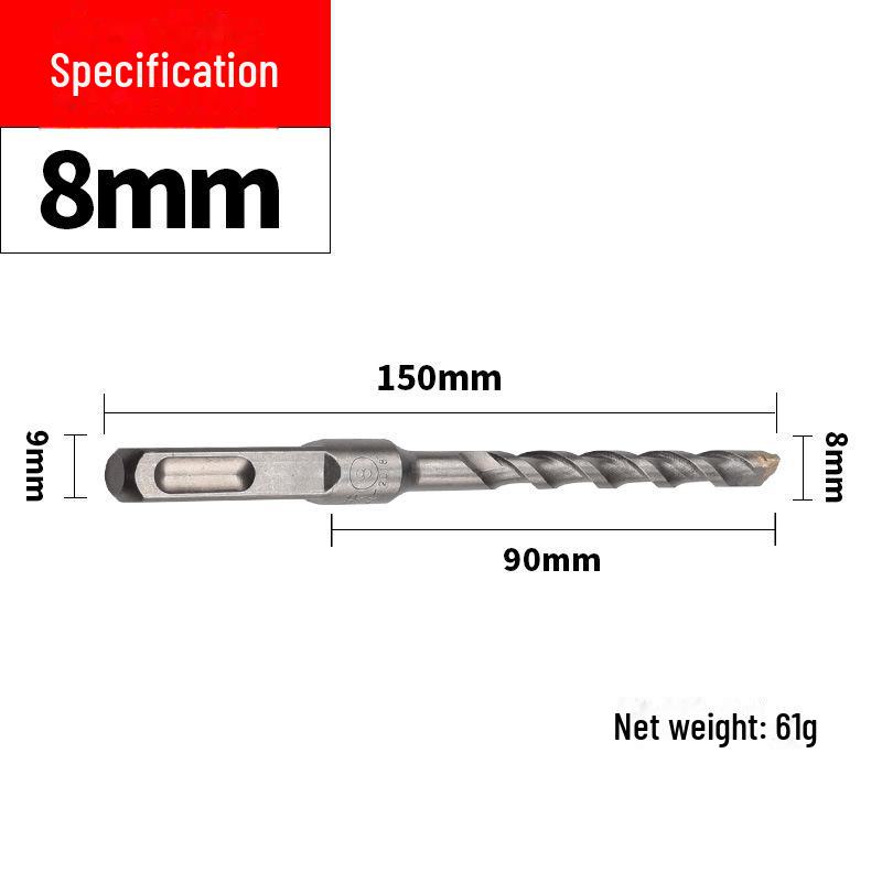 

Ударная дрель для сверления бетонных и цементных стен с круглой и квадратной рукоятками, двумя углублениями и двумя канавками.