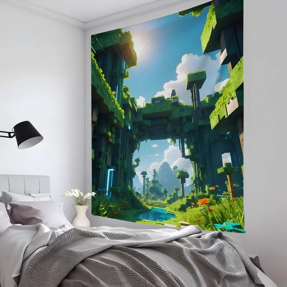Anime Game HD MMinecraftS Tapestry Room Decor Wall Cloth Party Hanging Background Room Decor Baby Room
