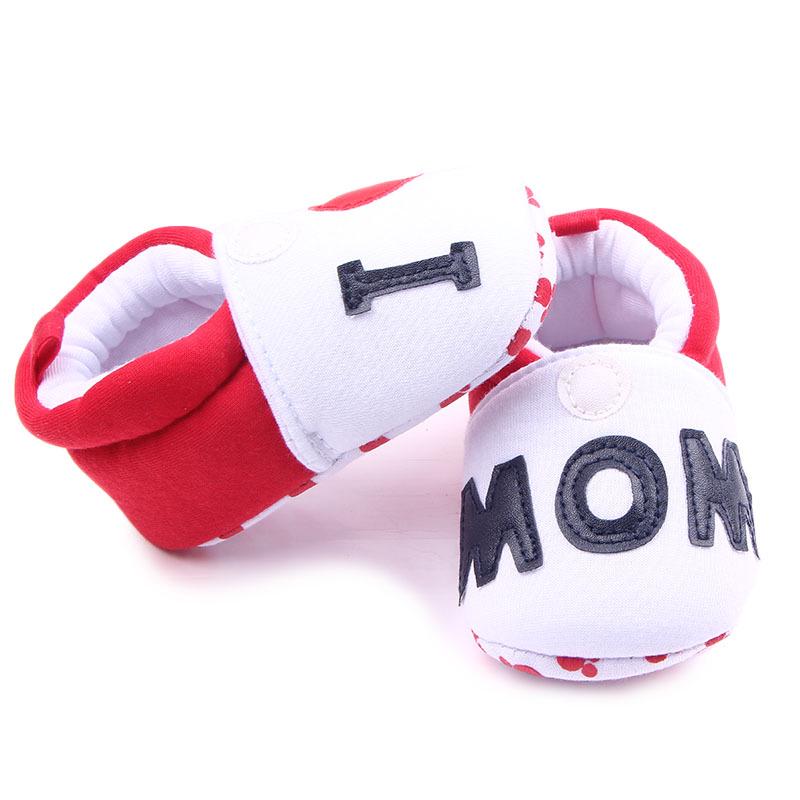 Lovely Toddler First Walkers Baby Shoes Round Toe Flats Soft Slippers Shoes I Love MOM