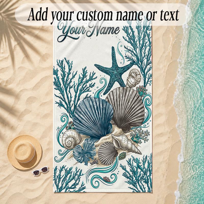 Meerjungfrau Thema Weiches Strandtuch Personalisiert Benutzerdefinierter Name Text Handtuch Tragbar für Strand Pool Reisen
