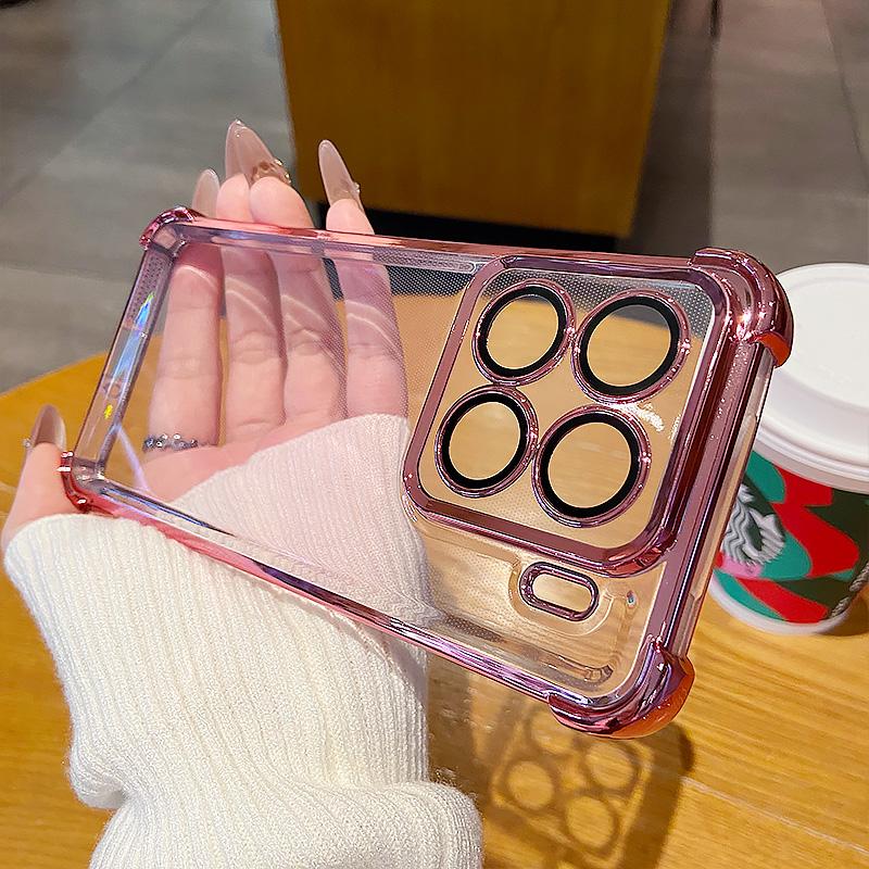 Clear Plating Xiaomi 15PRO Cover Soft Silicone Shockproof Phone Case for Xiaomi 14t 13 Pro 14 Full Lens Film Protection Shell