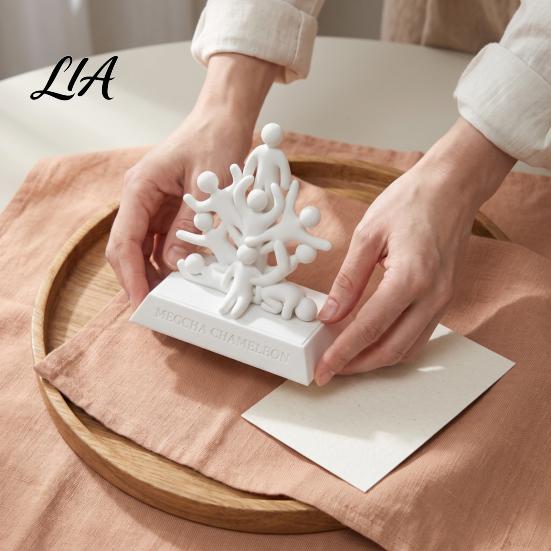 Decorative Countertop Statue 3D Printed Stacked Human Sculpture, Abstract Meccha Chameleon Art Sturdy Lightweight Home Ornament Figurine, Minimalist