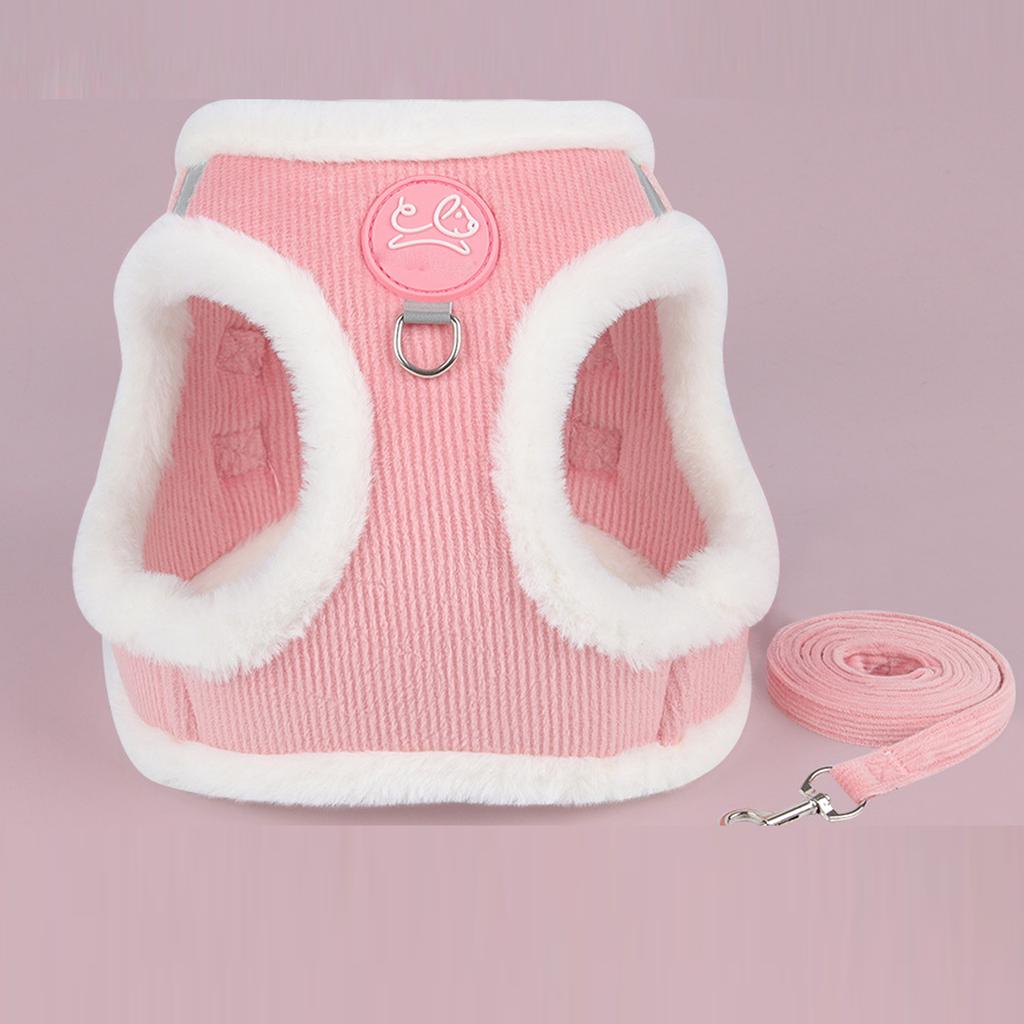 Small Dog and Vest , Chest Strap Leash for Bichon and Pomeranian, - Corduroy Pet Leash