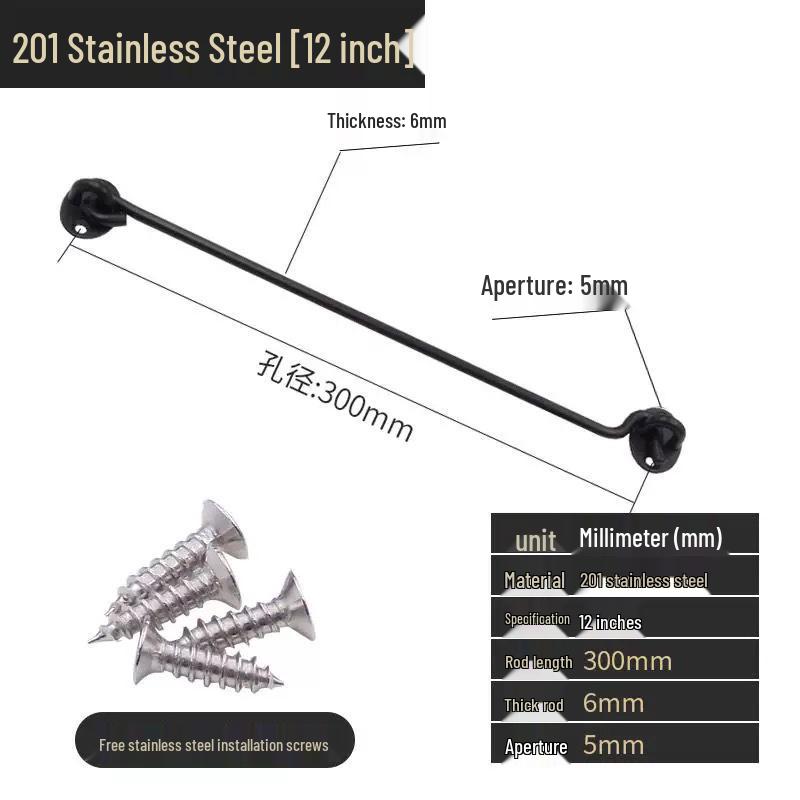 Black Stainless Steel Wind Stay Hook for Windows and Doors