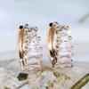 Elegant Square White Cubic Zirconia Hoop Earrings for Women Gold Color Wedding Jewelry