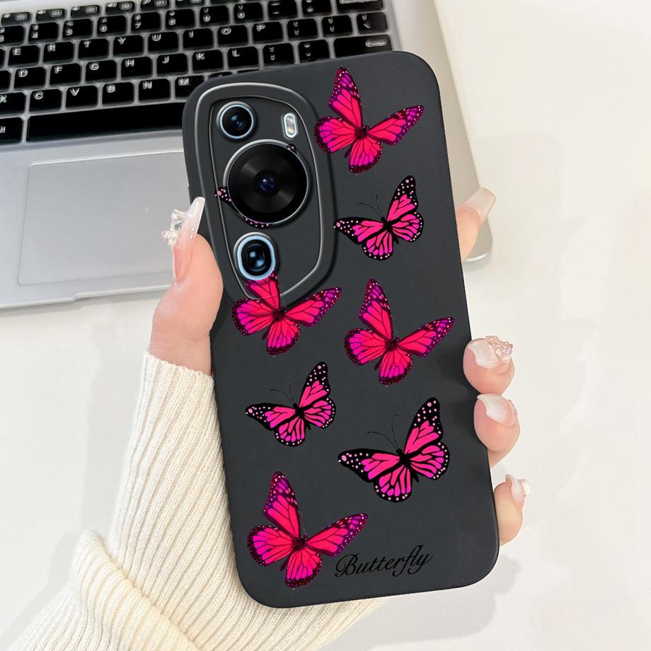 For Huawei P60 Art P60 Pro HuaweiP60 Case Cover Soft Silicone TPU Flower Butterfly Girly Fashion Painting Bumper Fundas