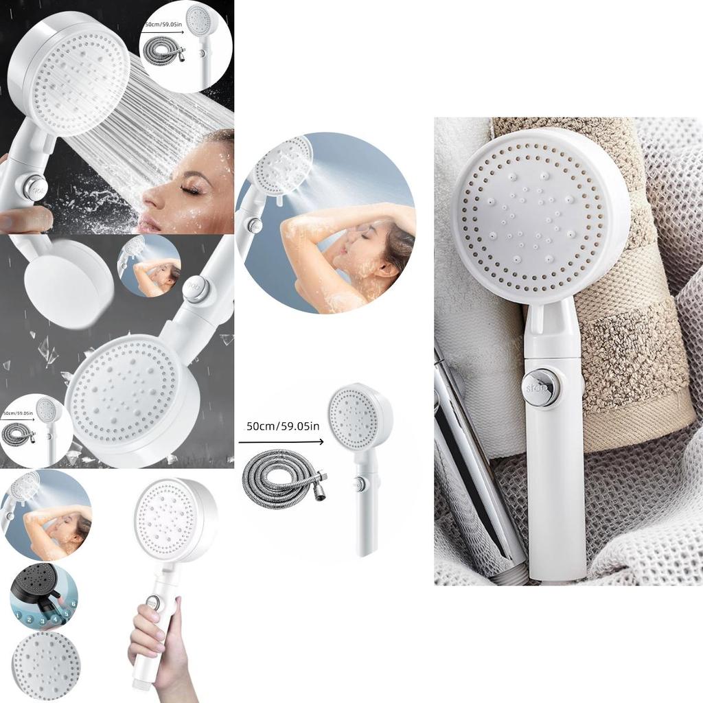 Abs Handheld Showerhead With Powerful Water Pressure And Five Spray Modes For Bathroom