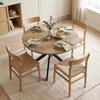 Tavolo da Pranzo Estensibile per 4-6 Persone, Tavolo da Cucina in Look Industriale con Gamba a Ragnatela, Effetto Legno Marrone