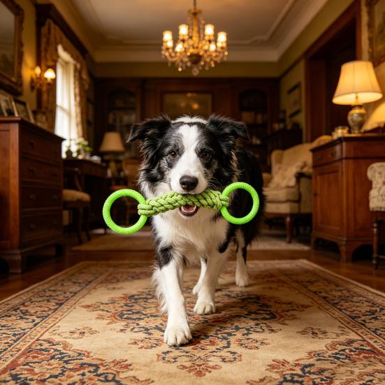 Pet Toy Double Loop Design Cotton Rope Interactive Puppy Chew Toy Bite-resistant Teeth Oral Health Safe Chew Toy