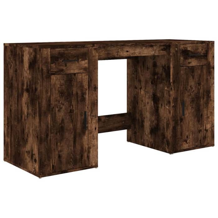 Bureau avec armoire - Maison Exclusive - Chêne fumé - Bois d'ingénierie - Grand rangement
