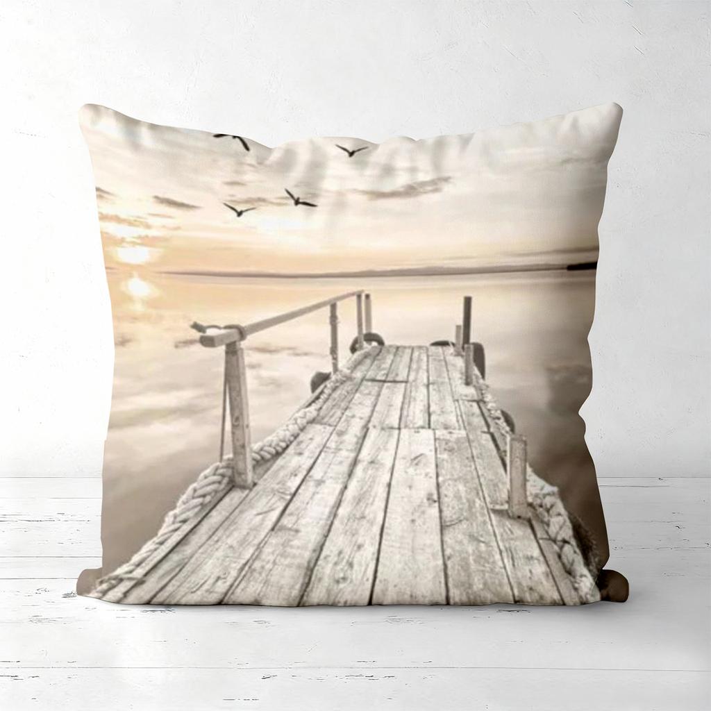 Seagull And Pier Windmill Printed Decorative Cushion Covers Polyester pillowcase, sofa decorative cushion cov Headboard Pillow