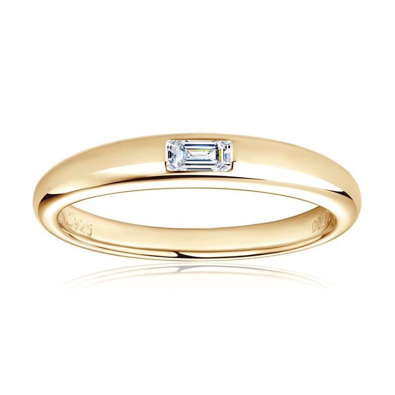 Simple   CopperVVS D Color Moissanite Finger Ring Women Engagement Wedding Rings Gold Plated Fine Jewelry