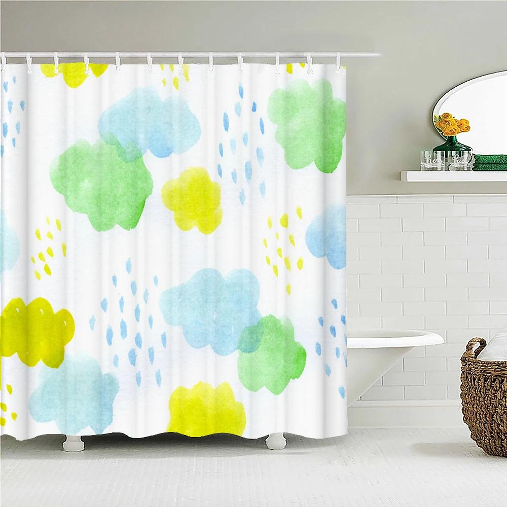 

3D Мультяшные Животные Карта Занавески для Ванной Занавески для Душа Принт Водонепроницаемые С Крючками Милый Детский Декор Стираемая Тканевая Ширма W90XH180cm