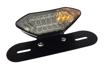 Karun Universal Motorcycle LED Tail Lamp with Turn Signal, Built-in Mini Moto License Plate Light with Stay (Smoke)