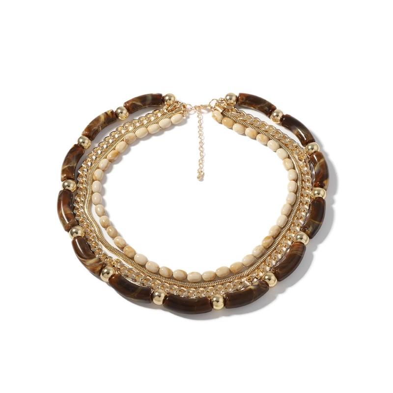 Retro Multi Layer Bamboo Chain Necklace for Women Fashion Clavicle Chain Adjustable Length Neckchain Party Wear Jewelry