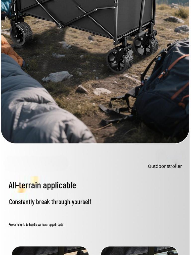 Portable Folding Camping Hand Cart with Pull Rod for Outdoor Use