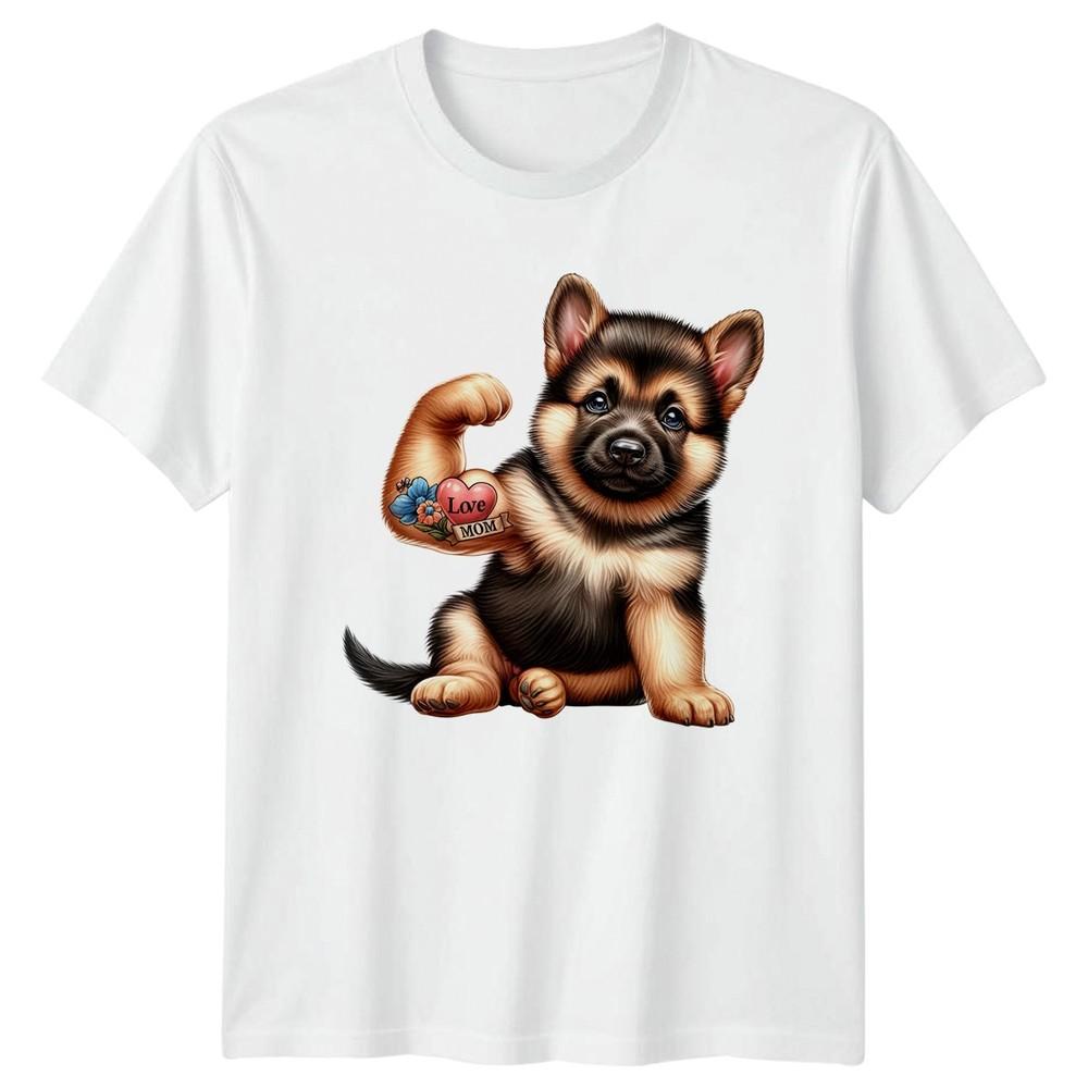 Love Mom GerUnisex Shepherd Puppy Tattoo Dogs Animals Unisexs TShirt Unisexs Tee S