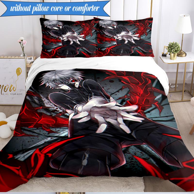 Tokyo anime Artwork 3pcs K-pop music group Bedding set,Ideal for Bedroom, Dormitory,Including Duvet Cover And 2pcs Pillowcases,Fan gifts