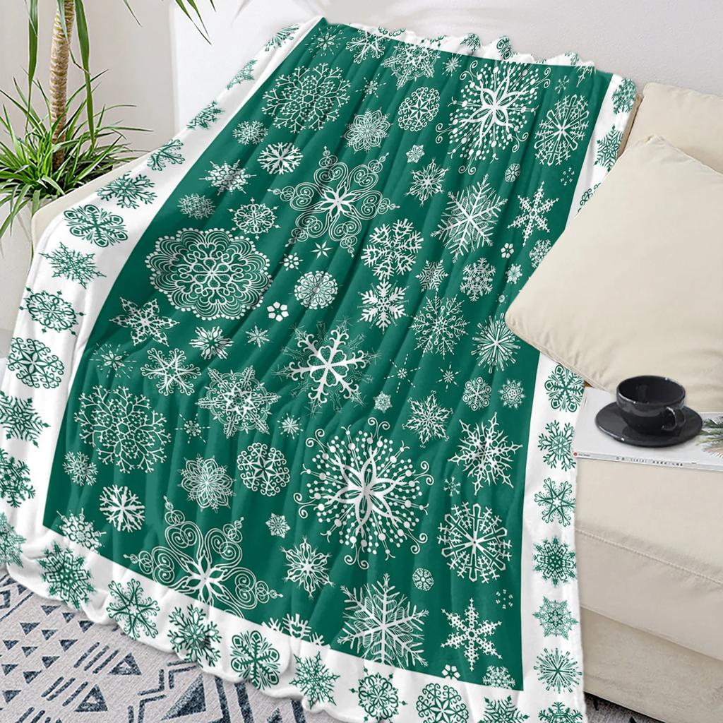 Christmas Golden Snowflake Texture Throw Blanket Christmas Blanket Soft Plush Warm Sofa Throw Blanket Holiday Gifts
