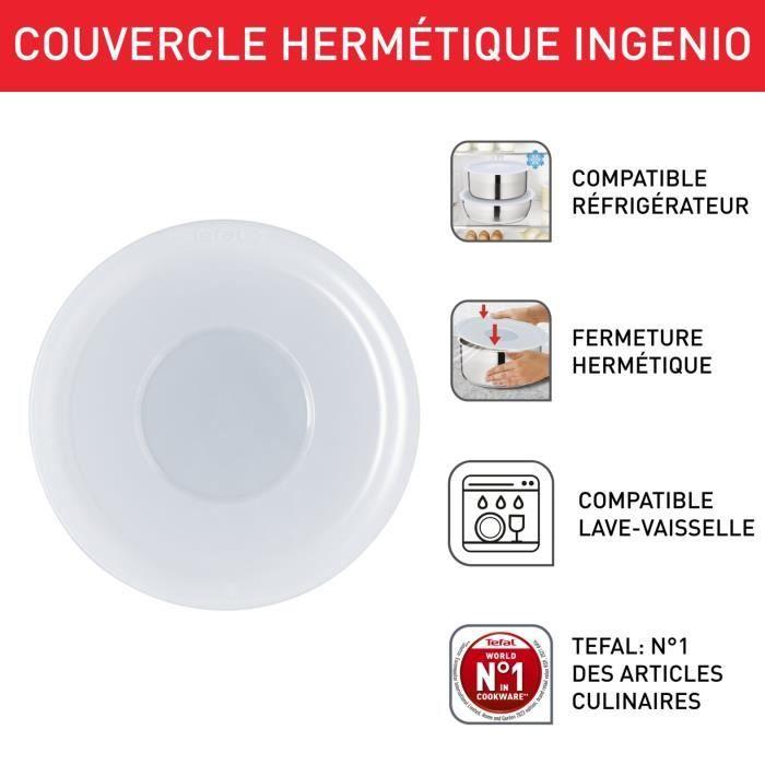 TEFAL INGENIO Couvercles hermétiques 16/18/20 cm, Compatible réfrigérateur, Compatible Ingenio, Compatible lave-vaisselle L9849002
