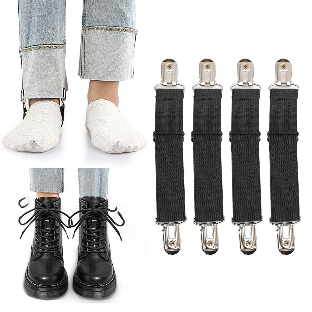 4PCS Boot Clips Adjustable Boot Straps Multifunctional Elastic Non Slip Pant Stirrups Clips for Stirrups Pants