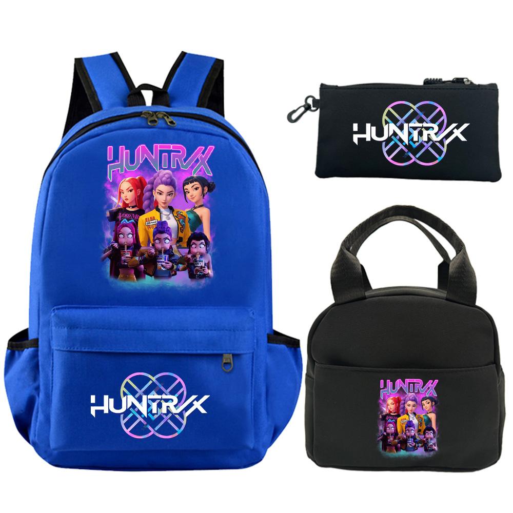 3Pcs/set Anime K-Pop Demon Hunters Printed Backpack with Shoulder Bag Pencil Case for Student Boy Girl Schoolbag Large Capacity Waterproof Bookbag