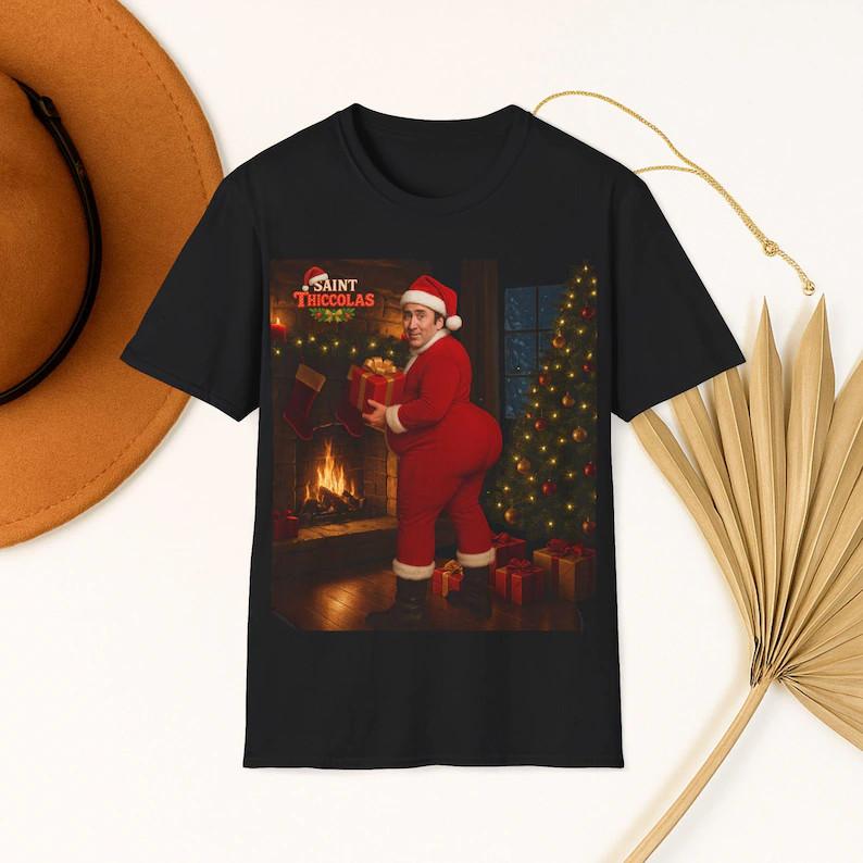 Funny Nicolas Cage Christmas Shirt, Christmas Movie Fan Gift SG259 Unisex T-Shirt L