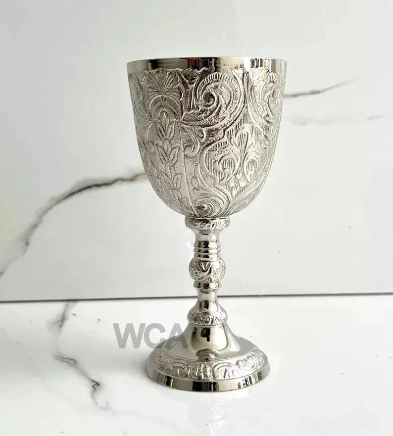 

Wine Cup Royal King Goblet Embossed Wine Chalice Gift For Christmas, срібний