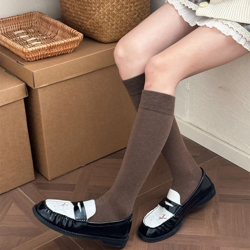 Soft and Glutinous Wool Calf Socks for Winter Warmth, Boneless Long Stockings, Solid Color Versatile Socks for Women