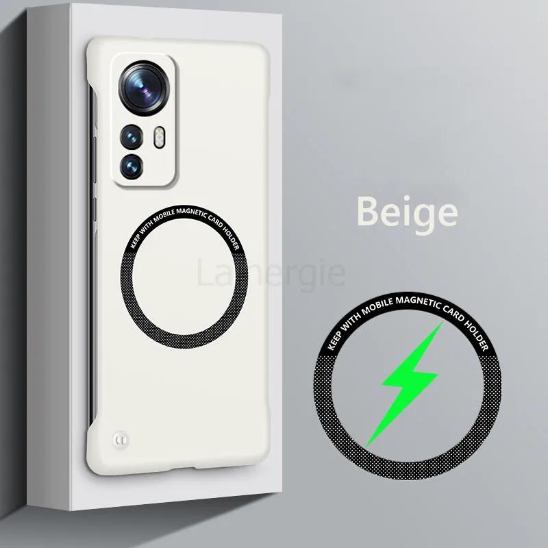 

Безкаркасний магнітний тонкий чохол для Magsafe для Xiaomi 12 Pro 13 Ultra 12X 12S Pro Xiaomi12 5G Бездротова зарядка, тверда задня кришка For Xiaomi 12 Pro бежевий