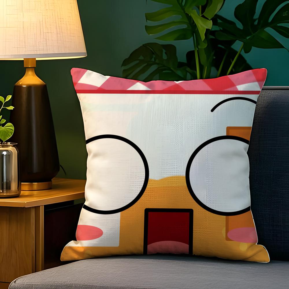 BFDI Batalla por la Isla del Sueño Funda de Almohada Funda de Almohada de Lino Natural Decoración a Doble Cara Funda de Almohada para Sofá Decoración del Hogar