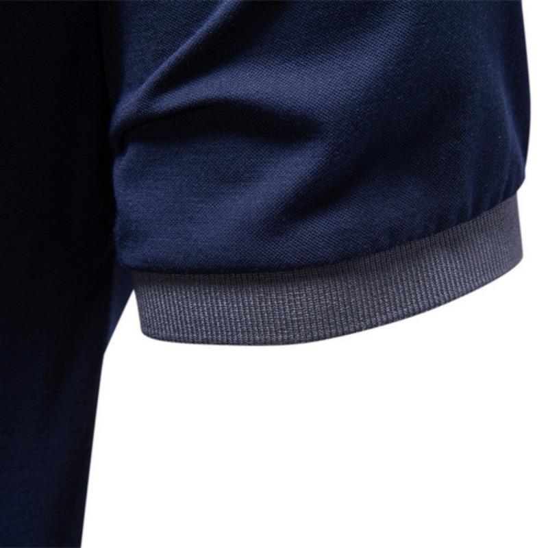 Heren Polo Shirt met Contrasterende Kraag, Korte Mouwen, Effen Kleur