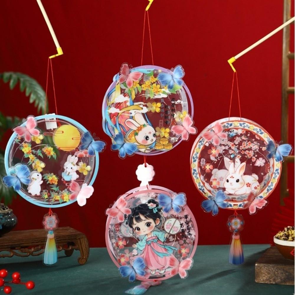 DIY Craft Kit Mid-Autumn Festival Lantern LED Glowing Cartoon Rabbit Lamp  Children