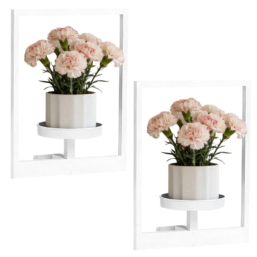 Contemporary Wall Flower Shelf White Metal Plant Display For Inside Outside Area deck 1 Piece
