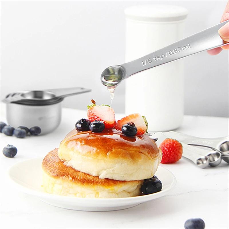 304 Nerezová ocel odměrná lžíce odměrka s odstupňovaným měřidlem lžička na sůl lžička na sušené mléko pečení vážení koření nástroj