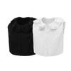 Women Ruffle Lapel Collar Half Shirt Tank Top Button Down Detachable Fake Collar