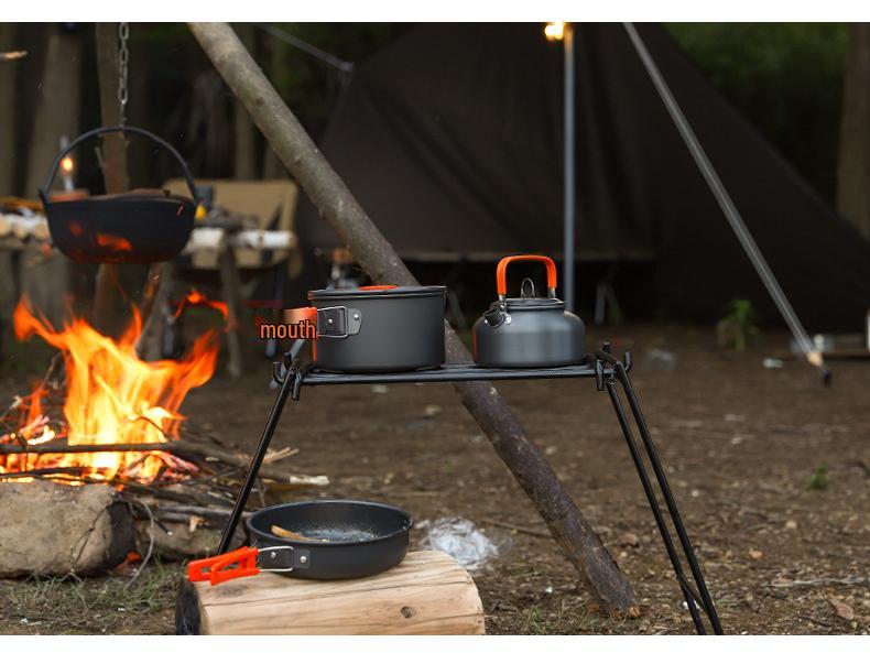 Portable Camping Cookware Set for 2-3 People - Includes Cookware, Teapot, and Utensils (DS-308)